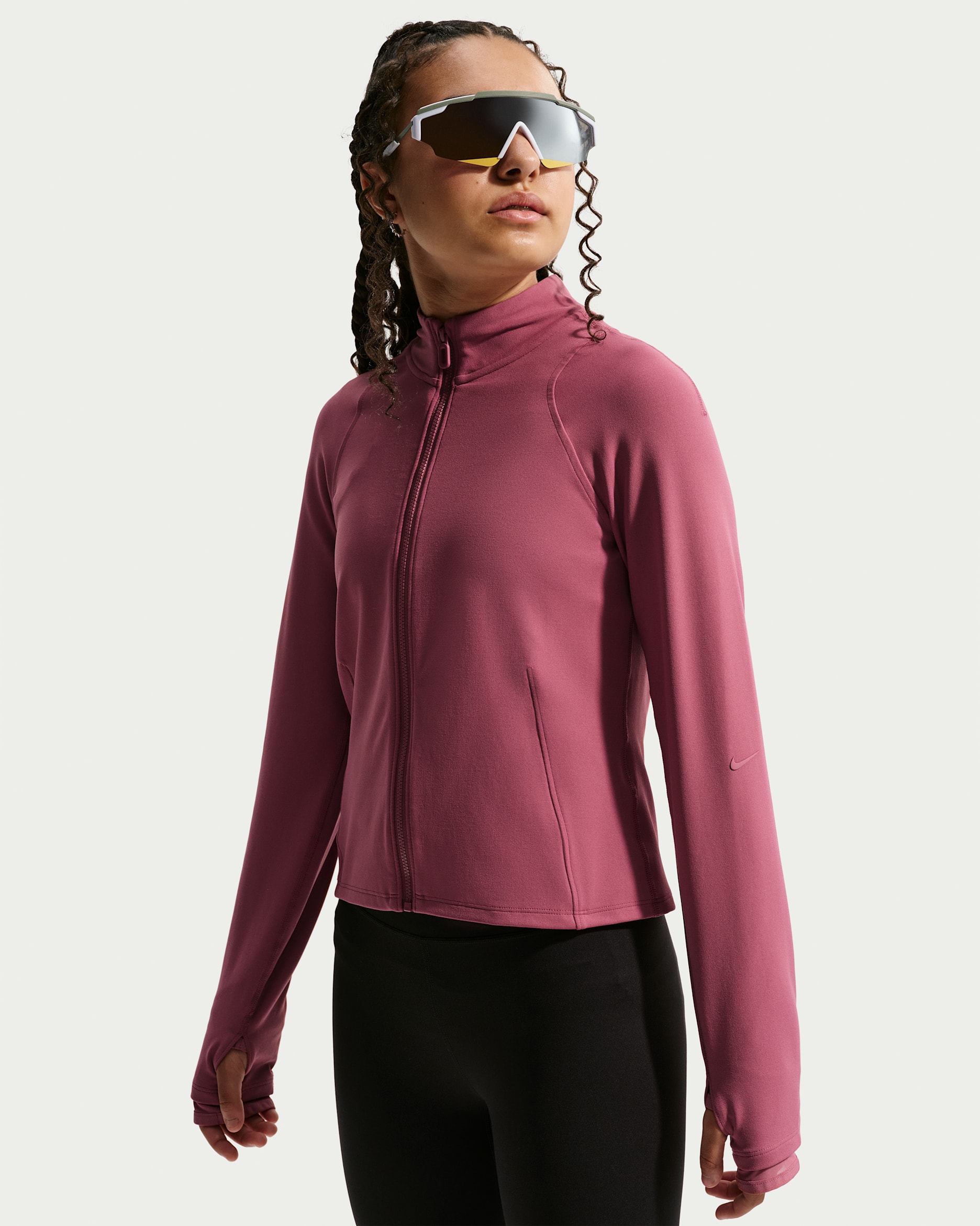 Nike Mavn Girls' Dri-FIT Fitted Full-Zip Long-Sleeve Top. Nike.com